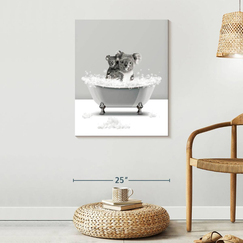 Koalas Koalas bain moussant sur toile, H 30 po x l 24 po x P 1,25 po