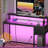 Gaming Desk 47 Inch with LED Lights and Monitor Stand for Small Spaces, Office Desk with Power Outlets, Black