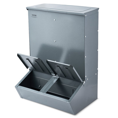 Mangeoire pour porcs, capacité de 3,7 boisseaux, mangeoire à cochons à double porte, mangeoire à porcelets en acier robuste, mangeoire multifonctionnelle à auge, mangeoire à l'extérieur pour alimenter jusqu'à 8 porcs