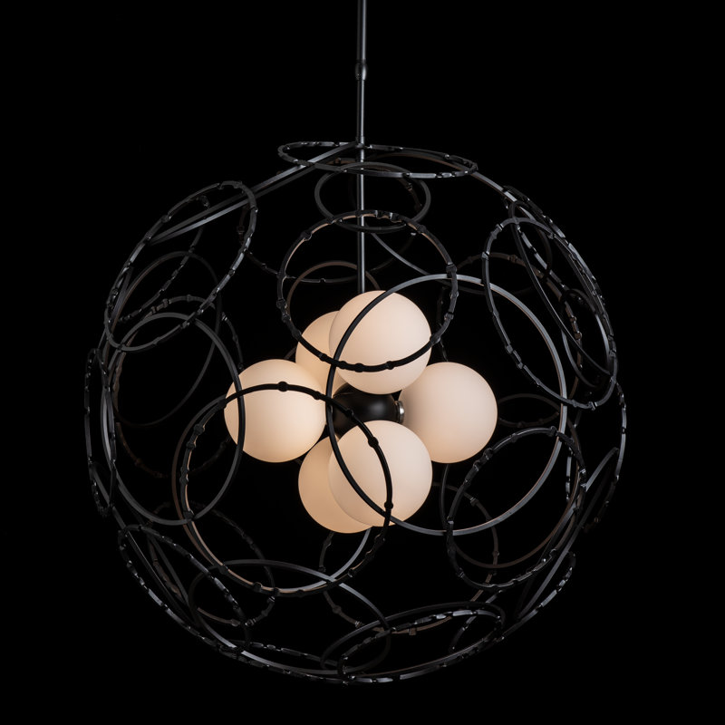 Olympus 6 - Light Unique/Statement Globe Chandelier, 54.6" H x 31" W x 31" D, Black
