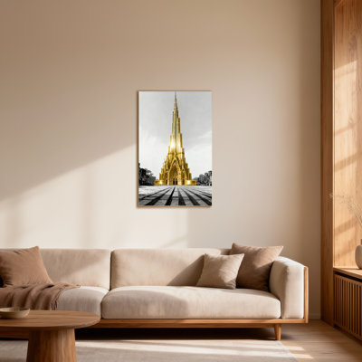 Scenic & Cityscapes Golden Cathedral With Black And White Background
