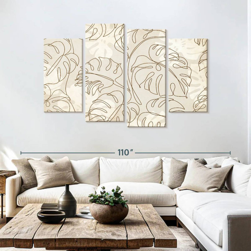 Kerner Monstera Leaves Pattern, 54'' H x 84'' W