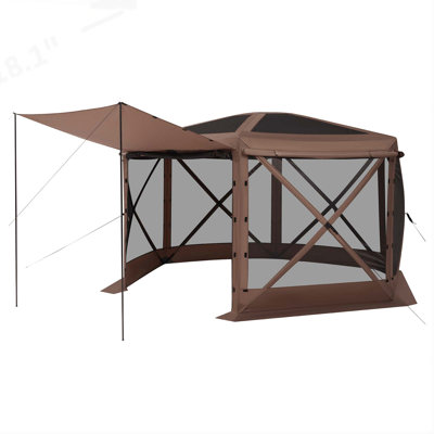 Pop up Gazebo Screen Tent, 12 x 12 ft Large 6-Sided Camping Canopy with Removable Top & Carry Bag, Quick-Set & Bite-Proof, Ideal for 8-10 Persons