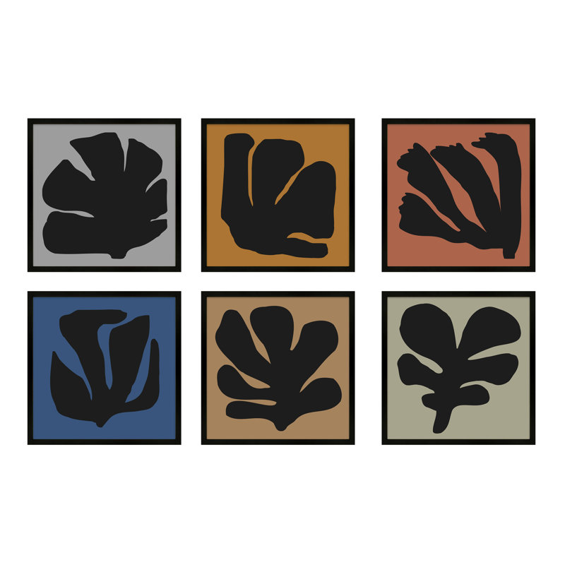 Floral Abstracts by Romina Gadler - 6 Piece Single Structure Frame Print Wall Art Set, 20" H x 30" W x 1.25" D
