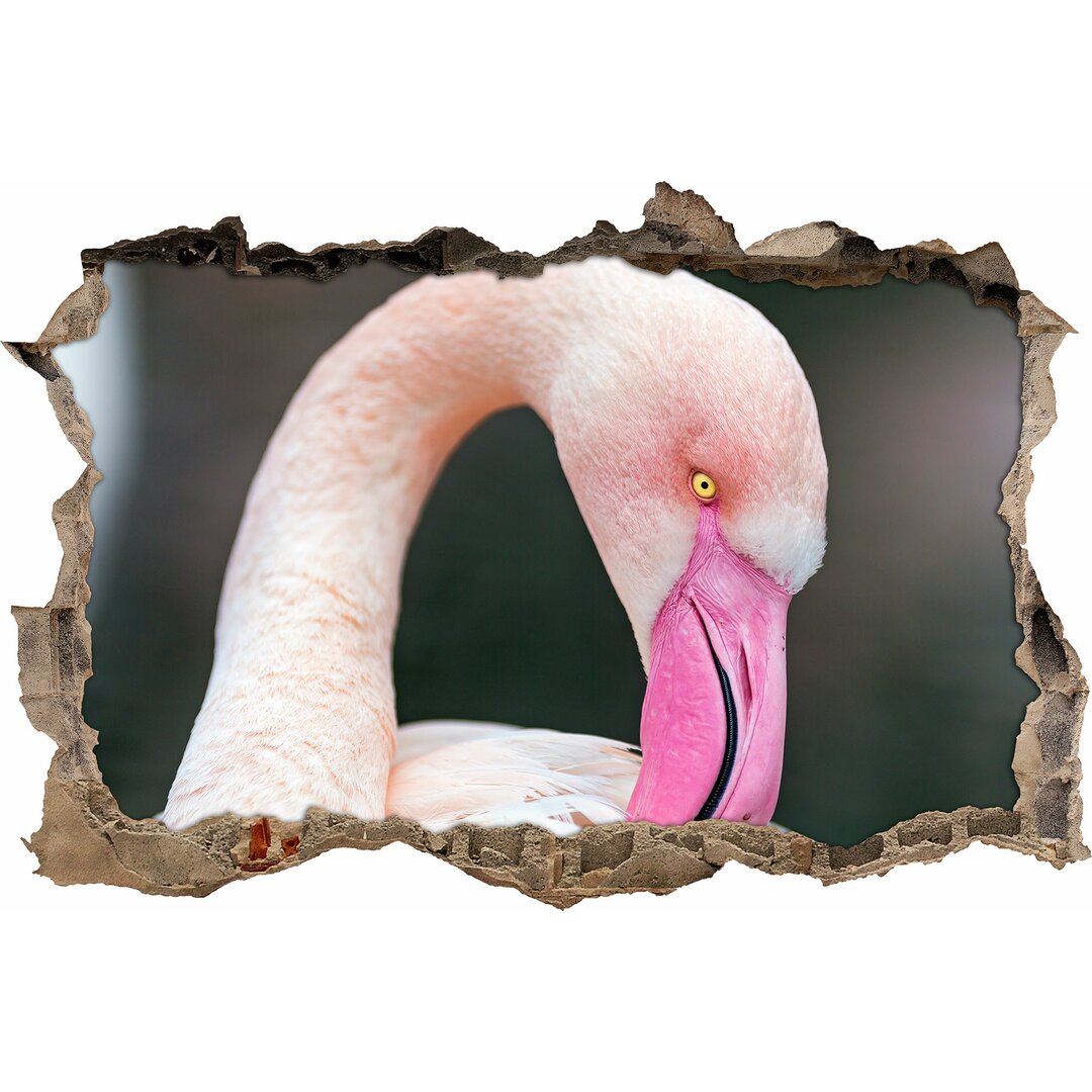 Flamingo putzt sich selbst Wandaufkleber