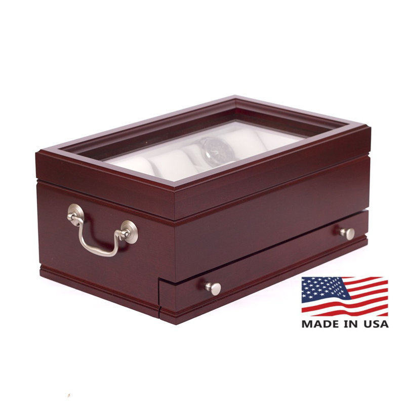 Wood Watch Box + Drawers, Mahogany