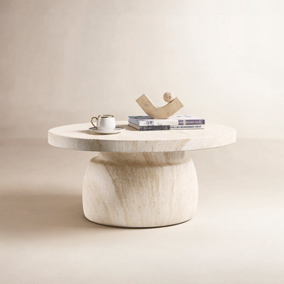 32" Faux Travertine Coffee Table
