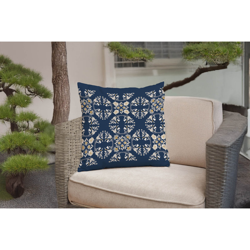 Coussin décoratif Rumi, Marine, Carré 16 po