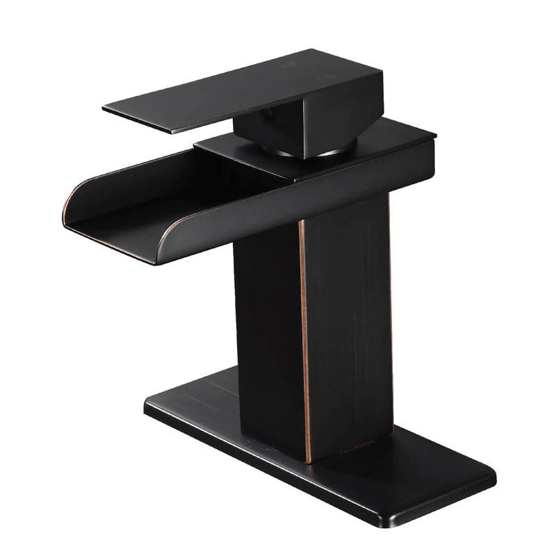 HGN Waterfall Spout Bathroom Faucet with Pop-up Drain, Oil Rubbed Bronze