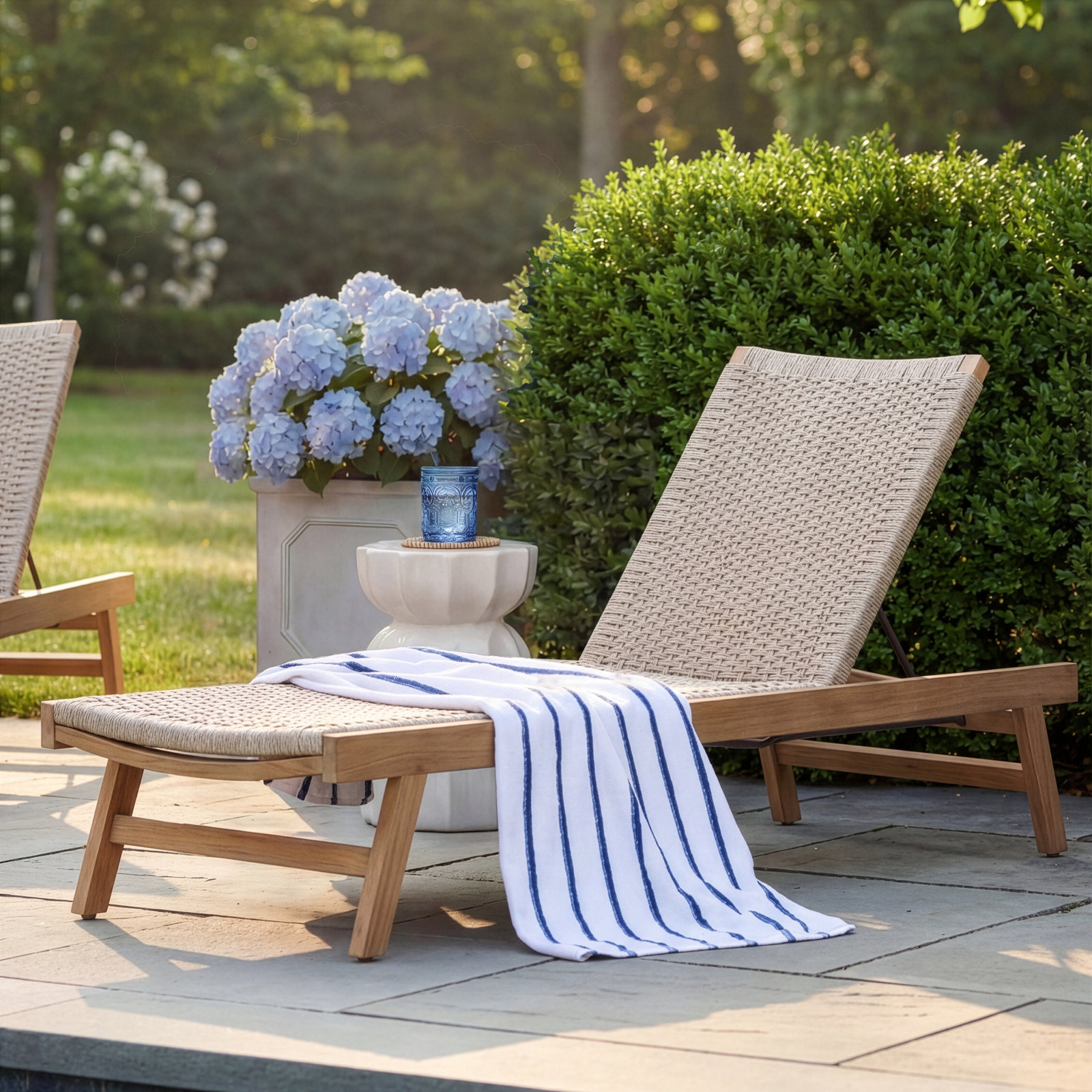 Neecy 27.5'' Outdoor Chaise Lounge, Washed Brown/Gray