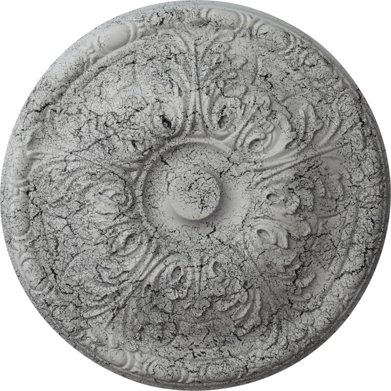 Médaillon de plafond Endurathane Granada, DE 15 3/4 po x P 5/8 po (convient aux auvents jusqu'à 4 1/4 po), fini craquelé blanc ultra pur peint à la main