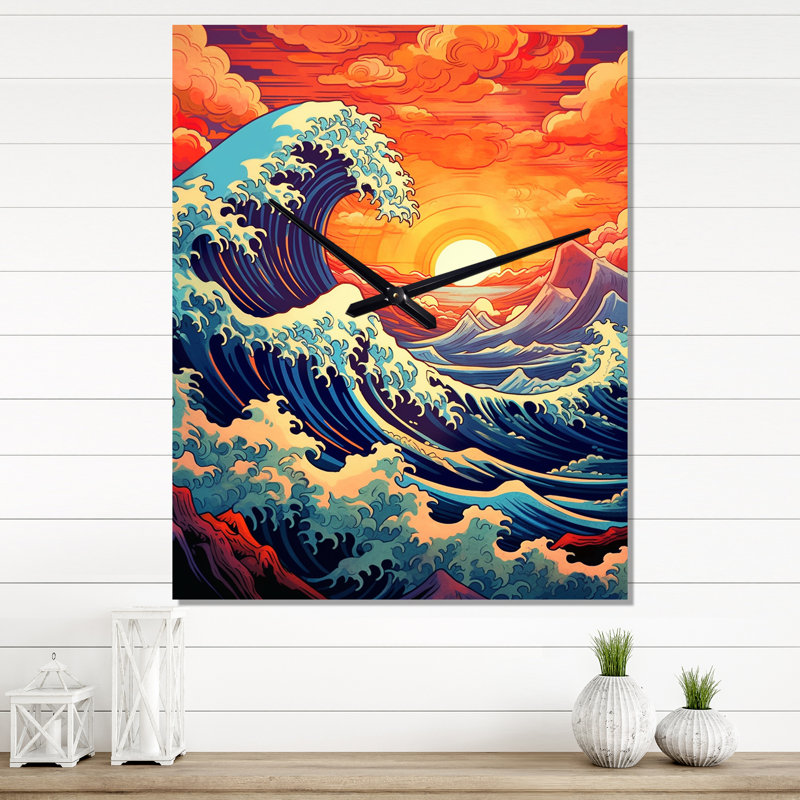 Horloge murale avec vagues majestueuses, Moyen