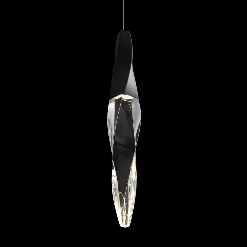 Kindjal 1 - Light LED Unique/Statement Pendant, 14" H x 2.1" W x 2.1", Black