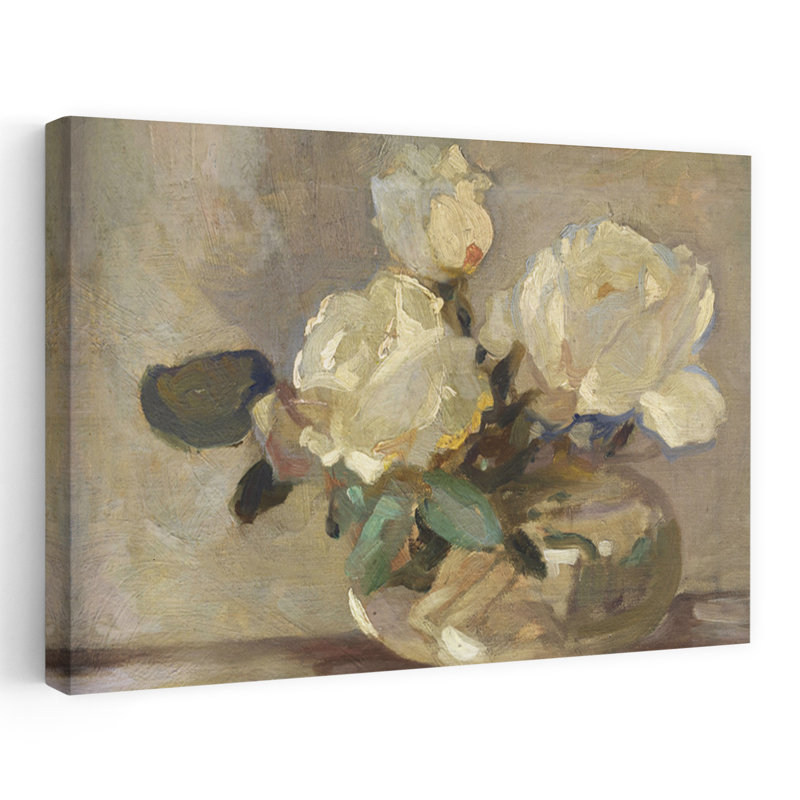 Fleurs dans un pot transparent, art abstrait contemporain, H 16 po x l 24 po