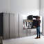 Élégante armoire de garage murale gris métallique - rangement extra profond, chaleur et eau, rangement à fermeture douce avec surface de teinture