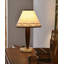 Petite lampe de table moderne en bois massif brun + métal + marbre avec abat-jour en lin pour le salon de la chambre à coucher, ampoule incluse