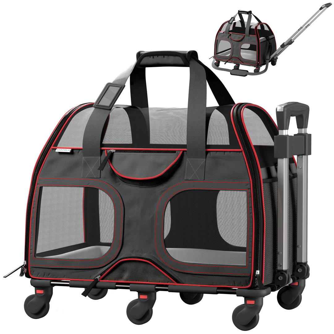 Luxury Rider Chrishawn Pet Carrier with Removable Wheels and Telescopic Handle Tucker Murphy Pet™ 