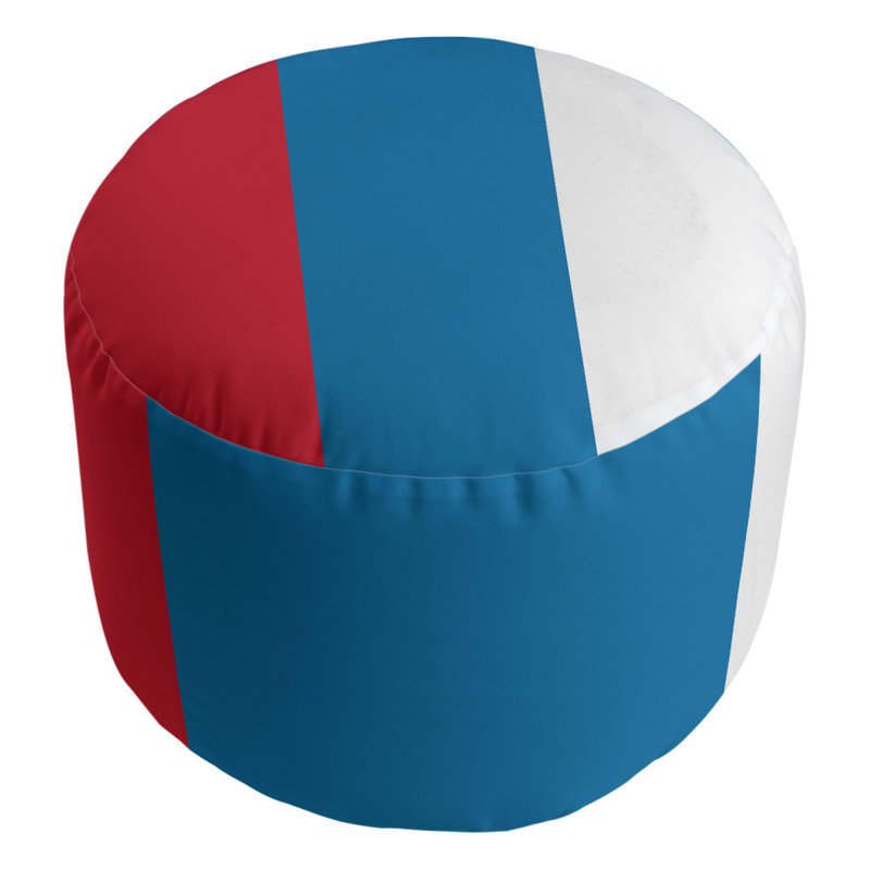 Repose-pieds cubique rond à rayures 20,5", Rouge / bleu poudre / blanc