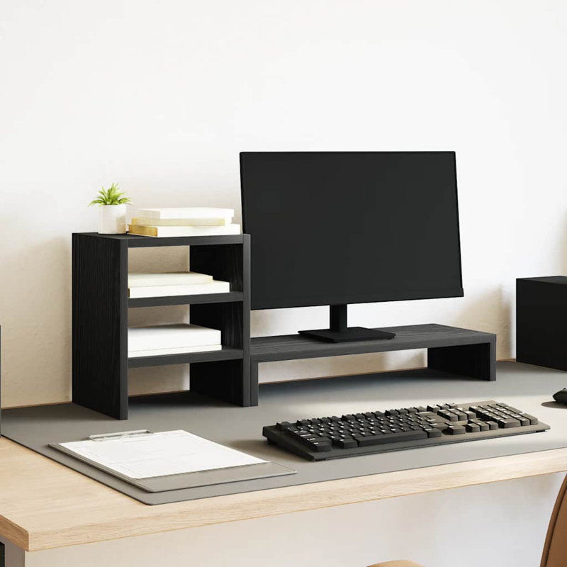 Shamequa Manufactured Wood Monitor Stand, Black Oak