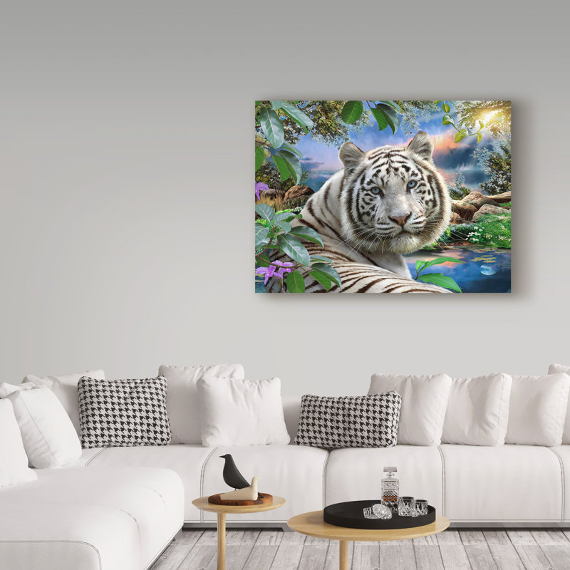 « the white tiger », reproduction de peinture à l’acrylique sur toile tendue, H 14 po x l 19 po x P 2 po