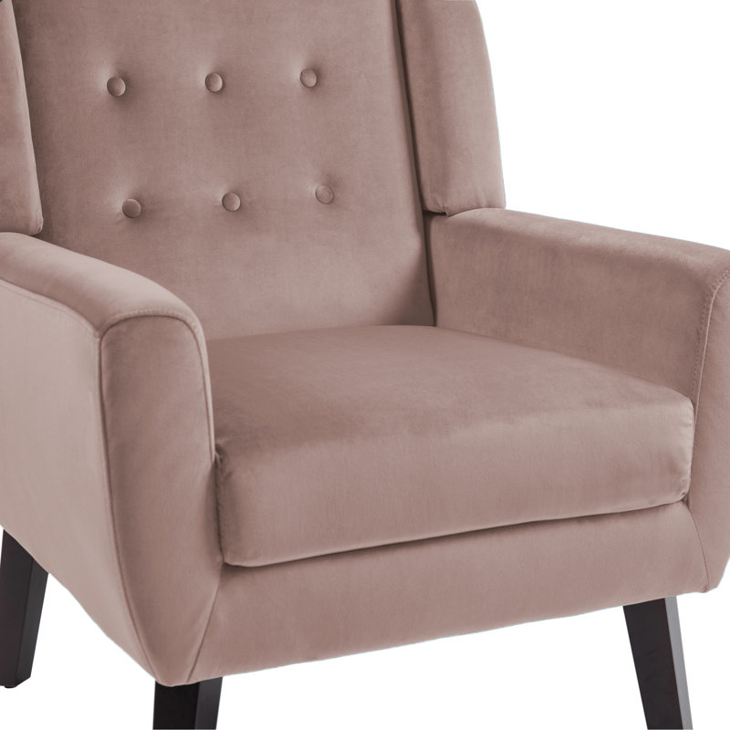 Fauteuil capitonné de 27,5 po de largeur Stephanny, Velours peau de rose