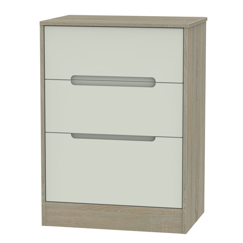 Fully Assembled Vernon 3 Drawer Chest, Kashmir Matt/Darkolino Oak