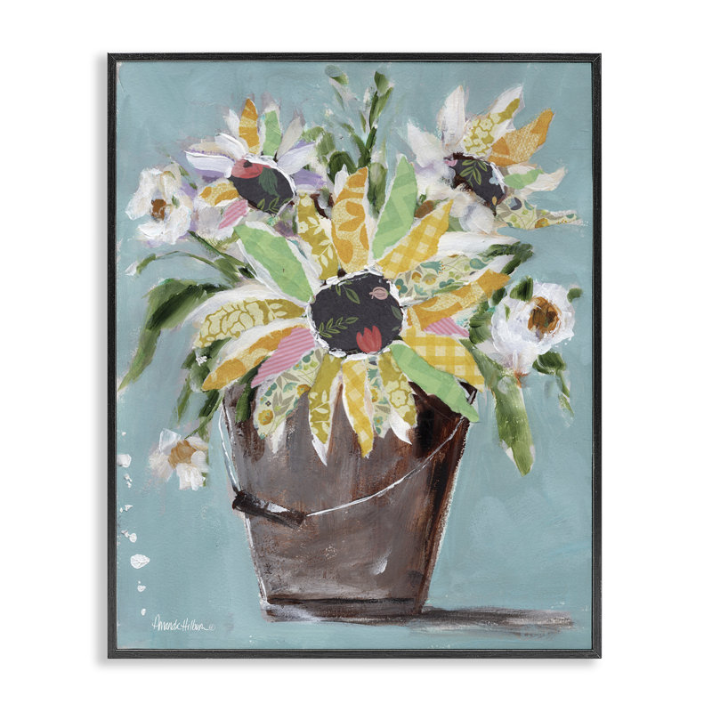 Bouquet de fleurs par Amanda Hilburn bg-092, H 14 po x l 11 po, Giclée encadrée noir minuit