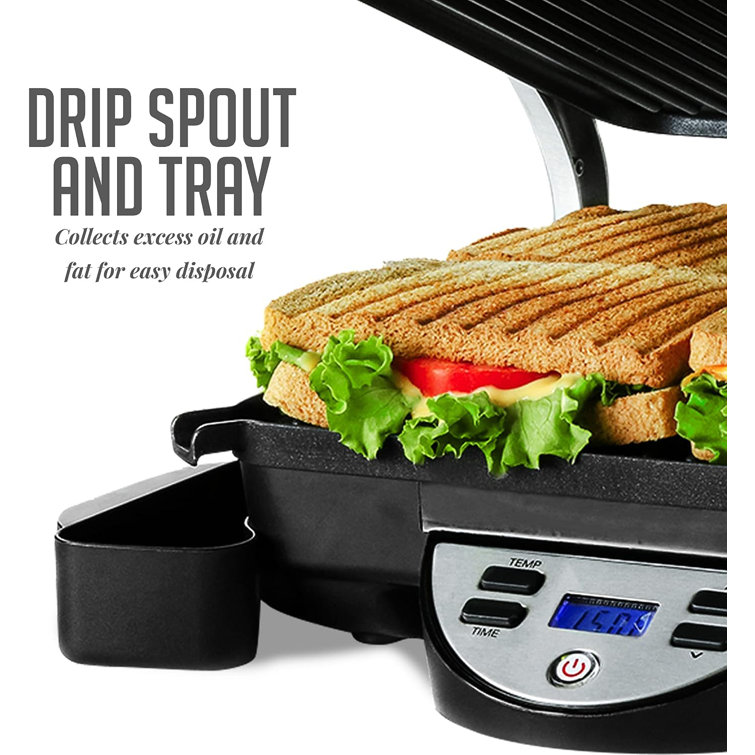 Ovente Electric Panini Press Grill Breakfast Sandwich Maker with Nonstick  Two-Sided Hot Plates, LED Lights & Thermostat Control, Perfect for Cooking