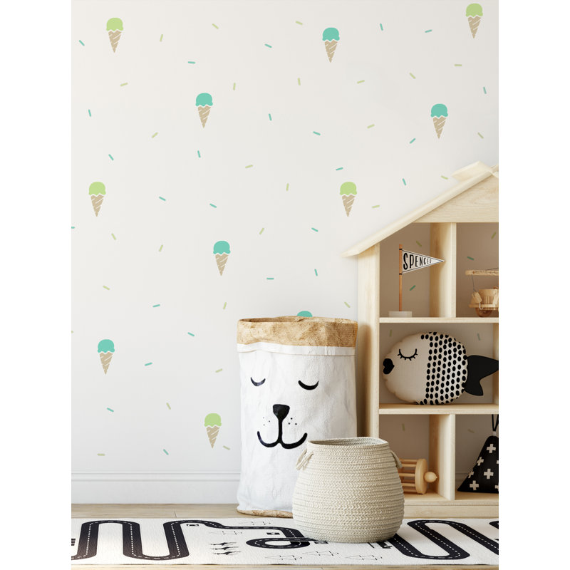 Décalcomanie murale crème et arroseurs de glace, Sarcelle / Vert