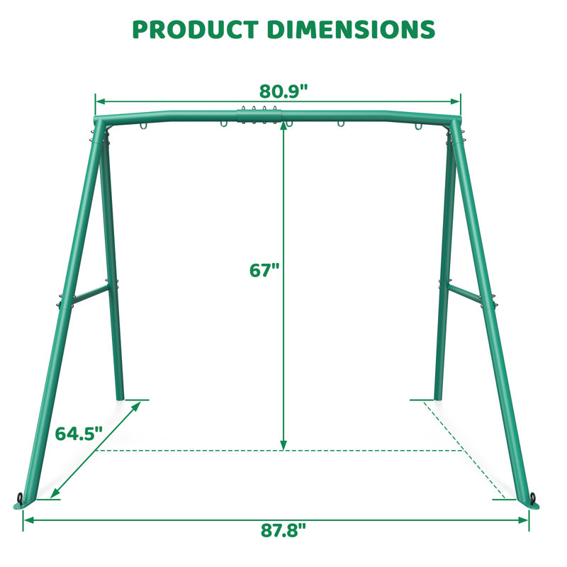 Green Heavy Duty Metal Swing Stand Frame with Ground Stakes