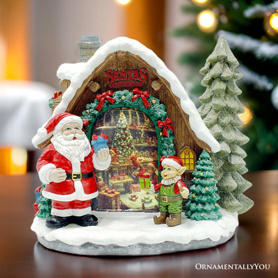 Figurine de père Noël avec lutins, atelier de Noël 10 "