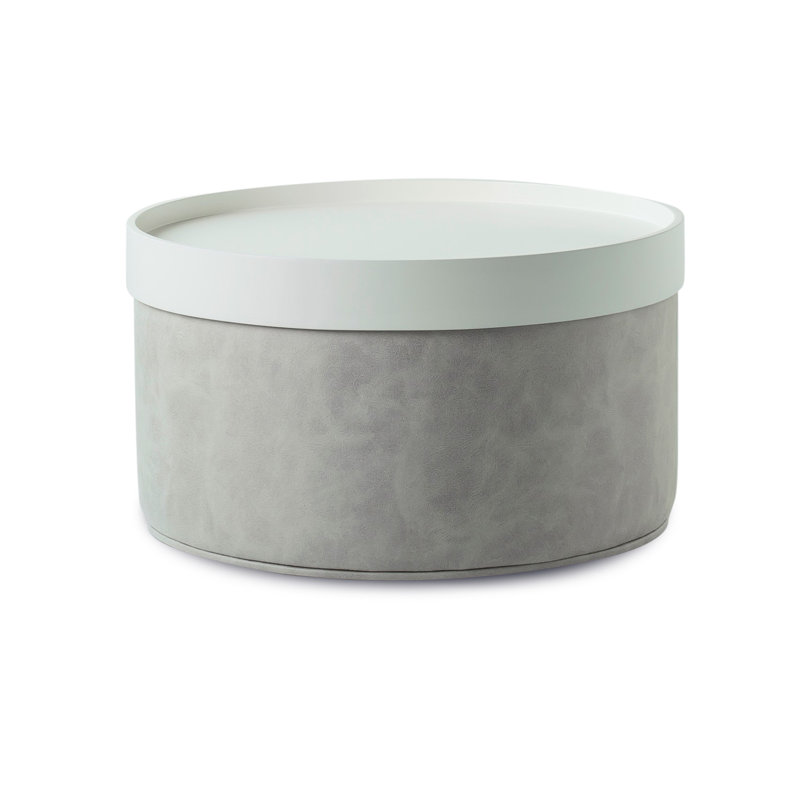Repose-pieds Celine 24 "avec plateau Celine, Laque blanche, Tissu beige