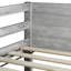 Lit simple superposé au-dessus du sol avec tête de lit à panneaux et blanc antique, fabriqué à partir de garde-corps en bois d'hévéa massif-1999559160