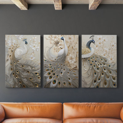 Peakcock  Series  LXXXI  -Premium Gallery Wrapped Canvas Set -Ready to Hang