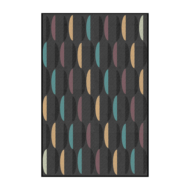 Tapis de zone noire à motifs, Rectangle 5 pi x 7 pi