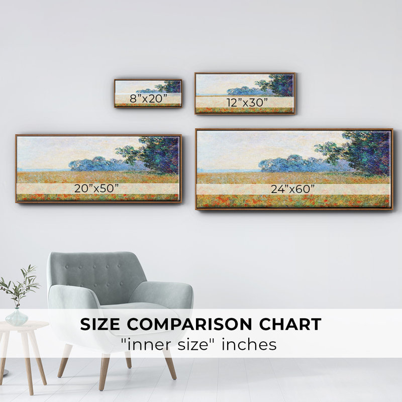 «Oat And Poppy Field», 1890, reproduction d'art sur toile, Noyer, H 20 po x l 50 po x P 1,5 po