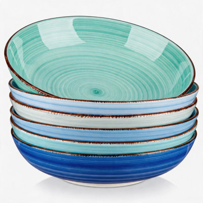 Ensemble de bols à pâtes en céramique 38 oz de 6 oz de 8,5 po, lavable au micro-ondes et au lave-vaisselle pour souper à salade