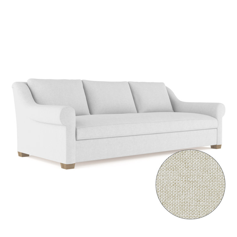 Thompson Rolled Slope-Arm Sofa, 32" H x 96" W x 41" D, Pebble Weave Linen Alabaster, Natural