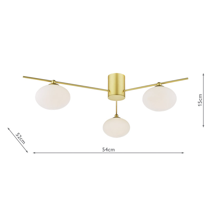 Rachata Glass Semi Flush Mount, Satin Gold