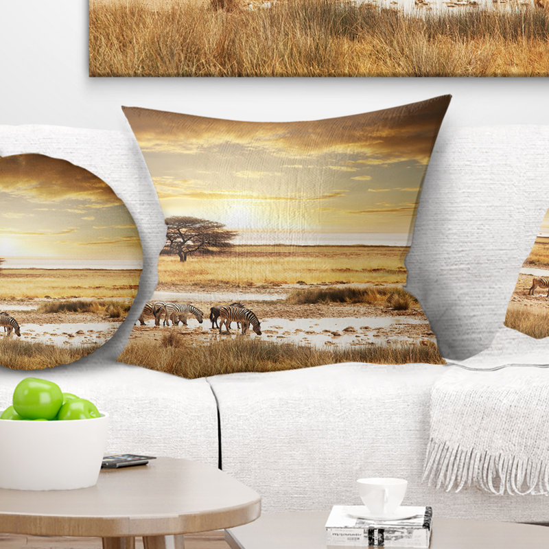 Coussin d’eau potable zèbresy landscape, 16 po x 1 po, Coussin décoratif