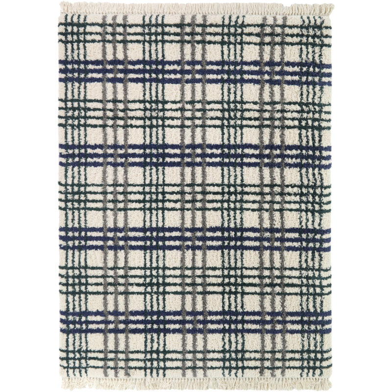 Andrew Blue Modern Plaid Area Rug, Rectangle 7'10" x 10'