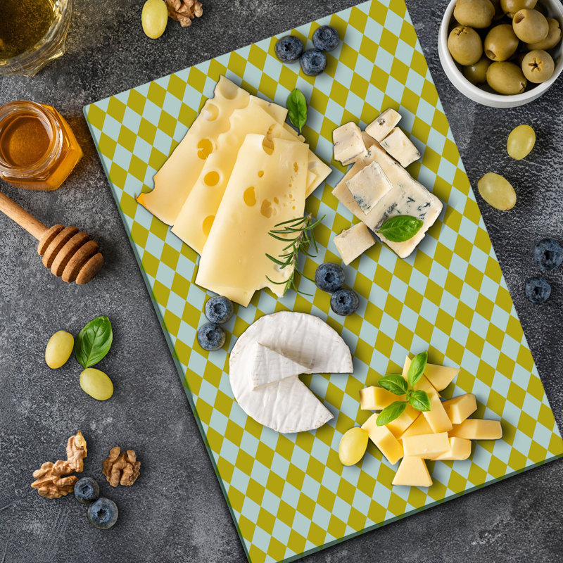 Grande planche à découper Ambesonne jaune et blanc quadrillé quadrillé jaune et blanc