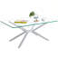 Table basse de 39,37 po rectangulaire en verre trempé transparent, design élégant avec pieds en métal argenté, table basse de salon