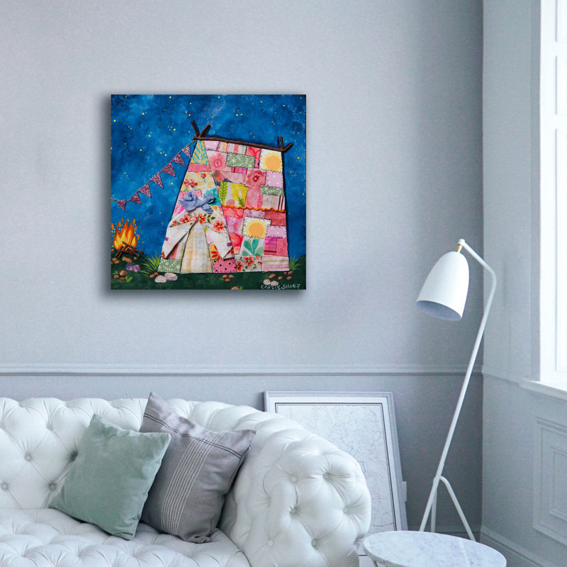 Toile épique Graffiti «Nightime By The Fire» par Carrie Sharp, 37 po x 37 po