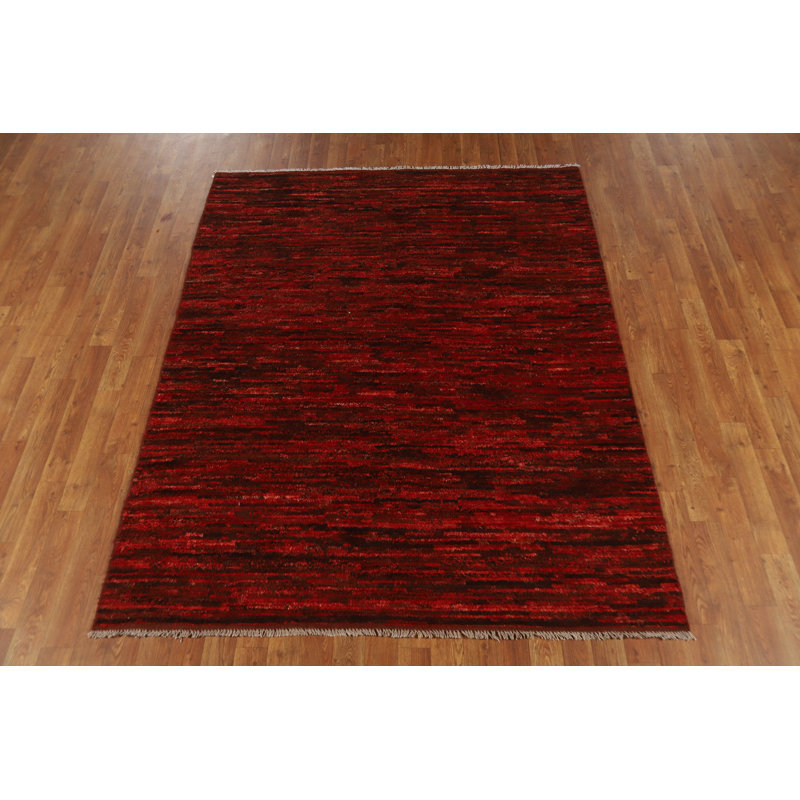 Handmade Red Wool Moroccan Oriental Rug 5x7