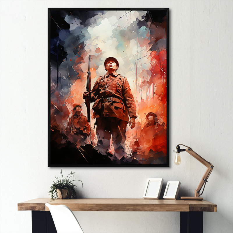 "Militaires militaires", impression sur toile, Cadre flottant noir, H 32 po x l 24 po x P 1 po