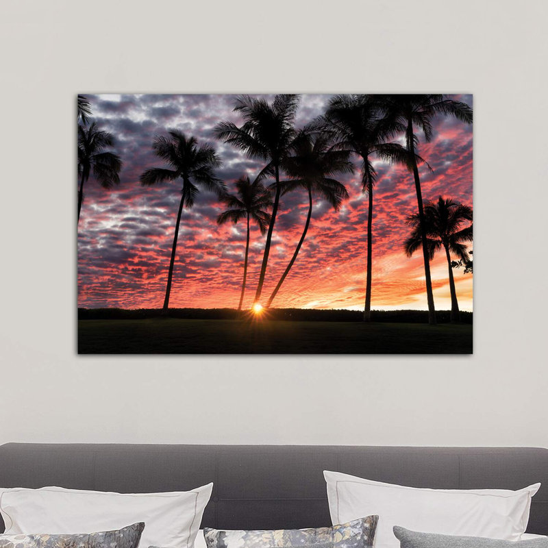 Palm Sunrise by Dennis Frates - Wrapped Canvas Print, 66.04cm H x 101.6cm W x 1.91cm D