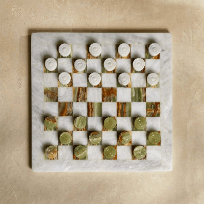 Marble Cultures Marble Backgammon & Checkers Set