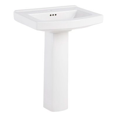 Pennfield 24" Vitreous China Pedestal Bathroom Sink with Overflow