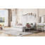 Metal Canopy Bed Queen With Upholstered Headboard And Two Storage Areas, White Platform Size 2 Compartment Units,